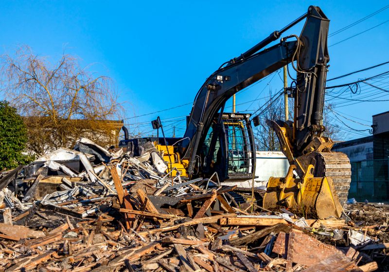 Demolition Crew Operating Machinery